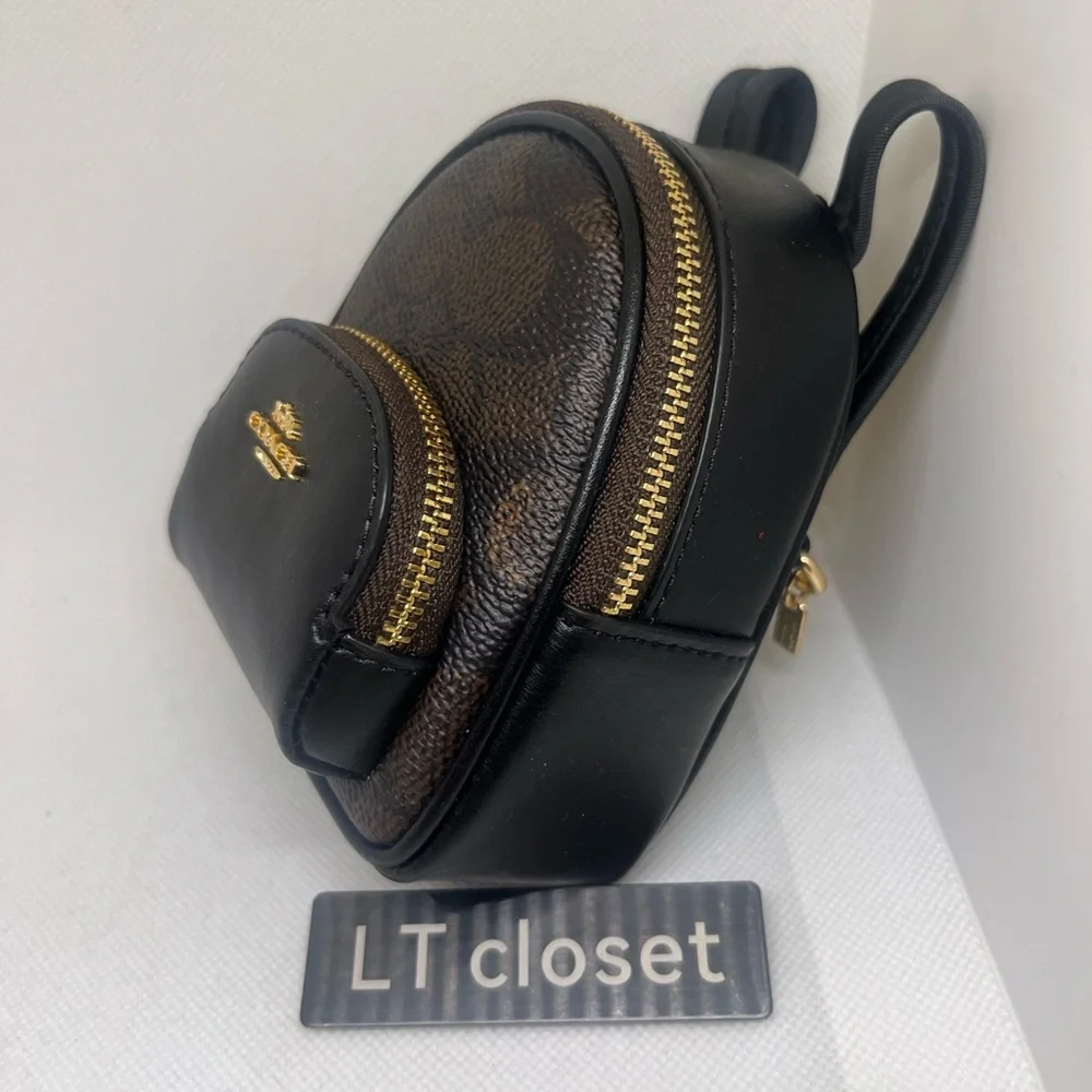 Last 1 ! New Coach Mini Court Backpack Bag Charm In Signature Canvas